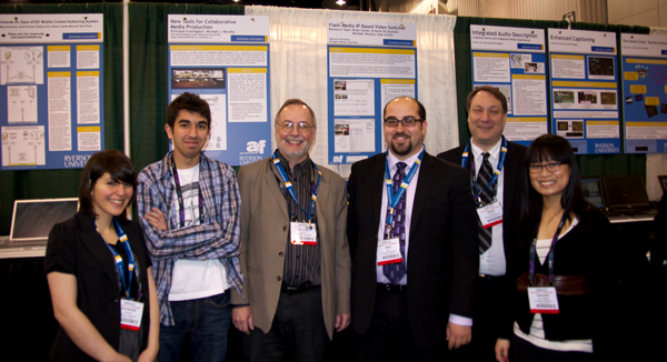 The team at Ryerson's booth at NAB 2011. From left to right: Shabnam Shahin, Konstantino Kapetaneas, Michael Murphy, Michael Dick, Brian Lesser, and Arianne de Guzman.